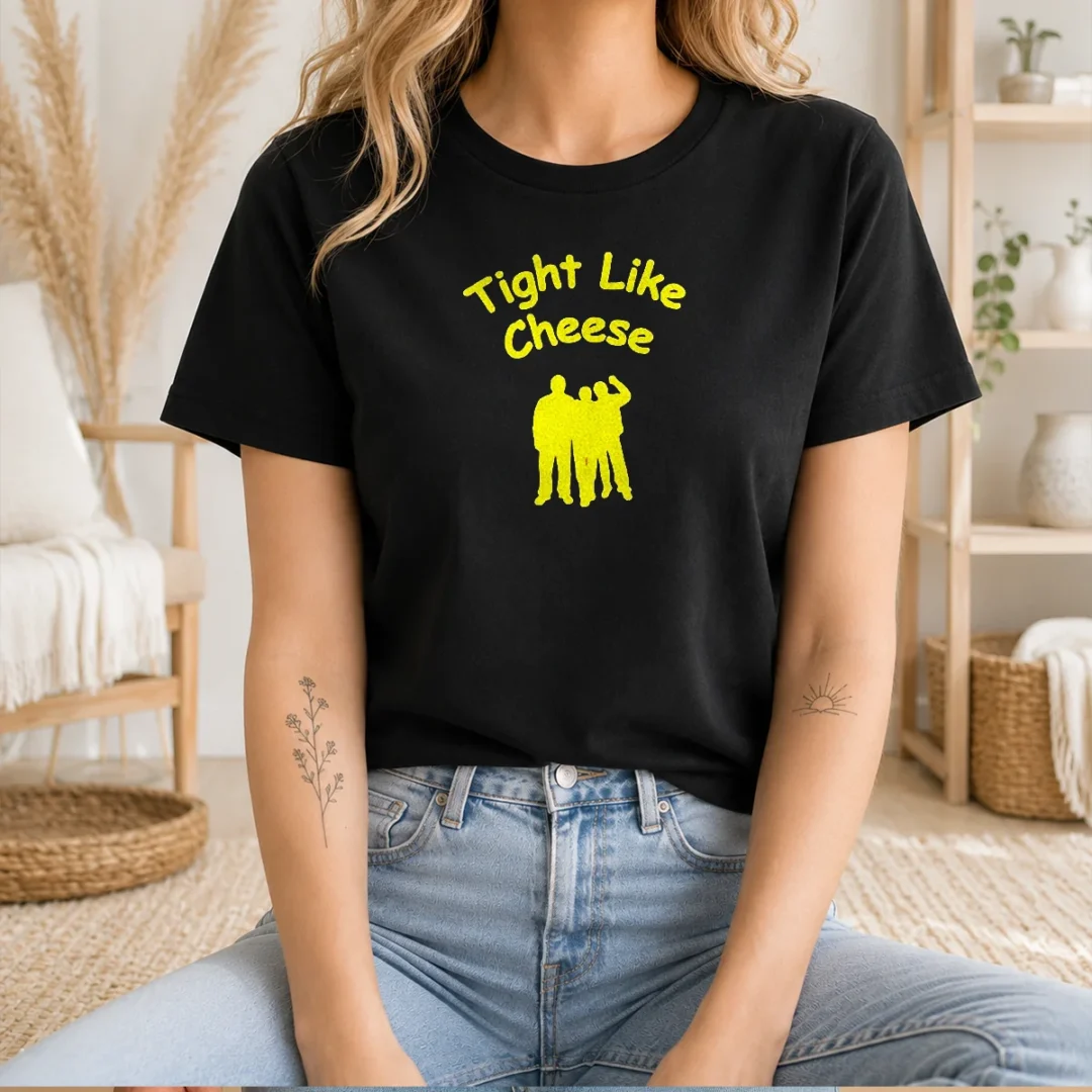pretty-workaholics-anders-blake-adam-tight-like-cheese-friendship-crew-t-shirt-1 Pretty Workaholics Anders Blake Adam Tight Like Cheese Friendship Crew t shirt featuring unique graphic on front, classic crew neck, short sleeves