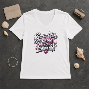 Pretty Grandkids The Heart Of Our Family Y2K V-Neck Shirt