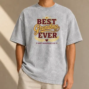 Good Hot Grandparents Day Best Grandma Ever Typography Washed T-Shirt