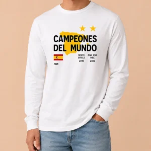 Top Spain Campeones Del Mundo 2010 South Africa And 2026 World Cup Long Sleeve Shirt