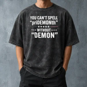 Happy Pretty You Can'T Spell Pridemonth Without Demon Washed T-Shirt