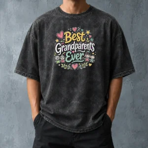 Good Best Grandparents Ever For Grandparents Doodle Typograp Washed T-Shirt