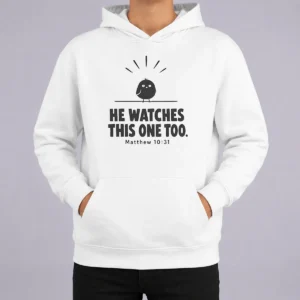 Premium Top Bible Verse Sparrow Matthew 10 31 He Watches This One Too Christian Faith Hoodie