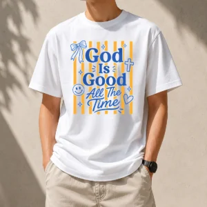 Hot Pretty God Is Good Everyday Retro Stripe Christian Quote