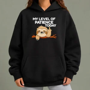 Hot Sloth Middle Finger My Level Of Patience Today Cartoon Hoodie