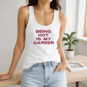 Nice Pretty Being Hot Is My Career Quote Tank Top