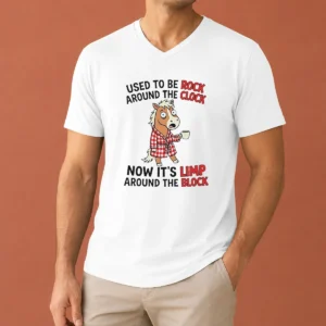 Good Horse Used To Be Rock Around The Clock Now It'S Limp Around The Block V-Neck Shirt