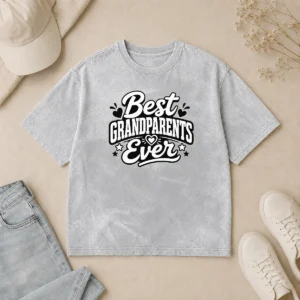 Good Top Best Grandparents Ever Silhouette For Family Love Washed T-Shirt