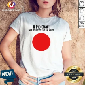 Nice Japan History A Pie Chart With Countries That Got Nuked Minimalist V Neck Shirt in charcoal gray showing minimalist pie chart design