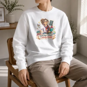 Nice Humorous Watercolor First Day Of School Teacher For Woman Sweater