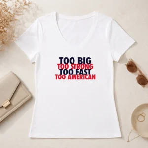 Hot Pretty USA Pride Too Big Strong Fast American V-Neck Shirt