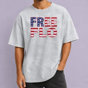 Top Patriotic USA Flag Stars And Stripes Typography Washed T-Shirt