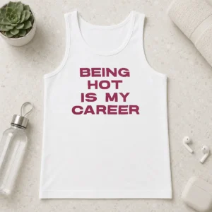 Original Nice Being Hot Is My Career Quote Tank Top