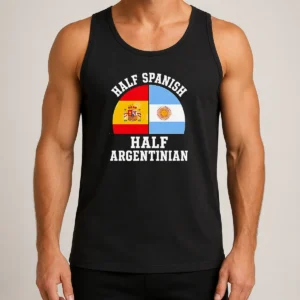 Top Funny Half Spanish Half Argentinian Flags Tank Top
