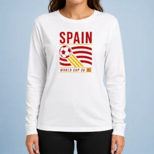 Premium Good Spain National Football Team World Cup 26 Soccer Team Long Sleeve Shirt
