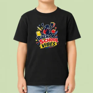 Funny Back To School Vibes Excited Student Silhouette Kids T-Shirt