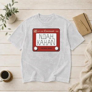 Premium Noah Kahan Great American Ball Park Cincinnati Reds Sticker July 01 2026 printed on a washed t shirt