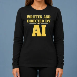 Nice Premium Written And Directed By AI Bold Text Long Sleeve Shirt
