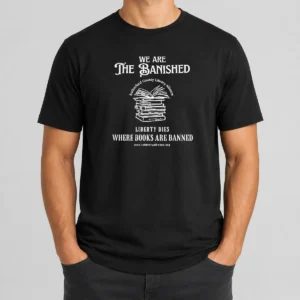 Pretty We Are The Banished Rutherford County Library Alliance Stack Of Books t shirt in black, front view