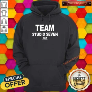 Good Team Studio Seven 007 Hoodie in black, front view with drawstring hood and kangaroo pocket