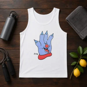 Premium Sting Blue Cartoon Hand Character Mascot Tank Top