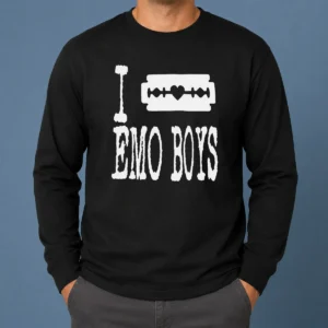 Nice I Love Emo Boys Heart Razor Blade Long Sleeve Shirt