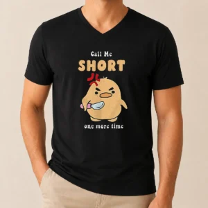 Good Call Me Short One More Time Cute Angry Bird With Knife V-Neck Shirt