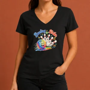 Original Bowling For Strike Watercolor V-Neck Shirt