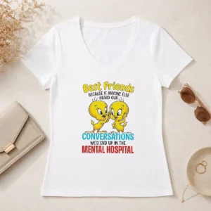 Pretty Tweety Because If Anyone Else Heard Our Conversations Mental Hospital V-Neck Shirt
