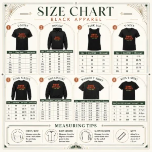 Size chart for Premium Empire Records showing measurements in inches and cm for accurate sizing
