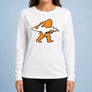 Pretty Bigfoot Holding UP Of Michigan Upper Peninsula long sleeve shirt featuring a detailed graphic on a comfortable cotton fabric