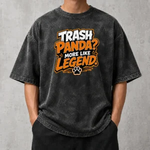 Official Jimothy Viral Trash Panda Funny Humor Cartoon Washed T Shirt in soft fabric with vintage look