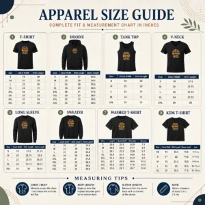Size chart for Premium Good Grandparents Day Family Love Vintage Grandchildren with measurements in inches and cm