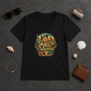 Premium I Survived My Trip To NYC Vintage Travel Humor V-Neck Shirt