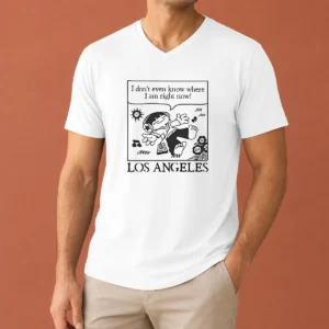 Awesome Los Angeles Cartoon Kid Floating Headphones I Don'T Even Know Where I Am V-Neck Shirt