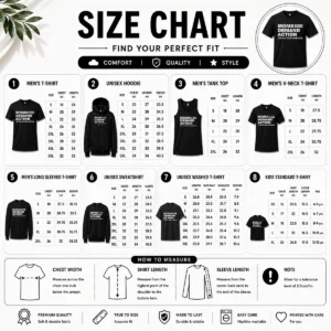 Size chart for Top Pretty Moms Demand Action For Gun Sense In America with measurements in inches and cm