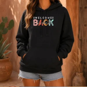 Hot Welcome Back To School Distressed Typography Hoodie