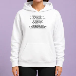 Top Charli XCX Music Fashion Film Hoodie in black with front graphic print and adjustable drawstring hood