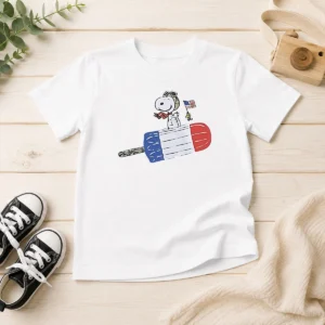Funny Awesome Snoopy And Woodstock Fourth Of July Patriotic Rocket Pop ICE Cream Parody Kids T-Shirt