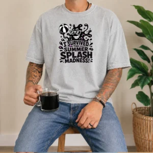 Hot Summer Splash Amoeba Silhouette Washed T-Shirt