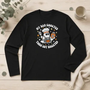 Funny My Dad Ghosted Then Got Roasted Halloween Chef Ghost Long Sleeve Shirt