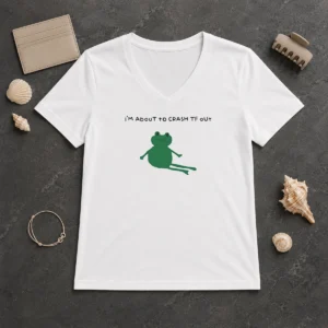 Original Frog I Am About To Crash Tf Out Meme V-Neck Shirt