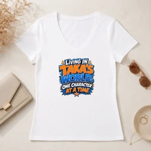 Funny Awesome Takas World Characters Passion Cartoon V Neck Shirt featuring vibrant cartoon graphics on a comfortable v neck garment