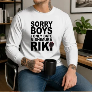 Good Nishimura Riki Enhypen Sorry Boys I Only Date Nishimura Riki Text Rose Long Sleeve Shirt