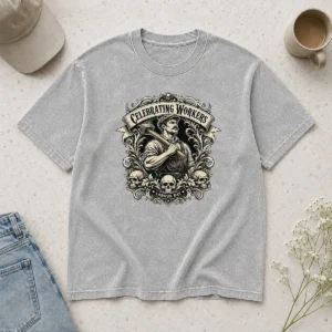 Nice Top Labour Day Celebration Workers Gothic Tattoo Washed T-Shirt