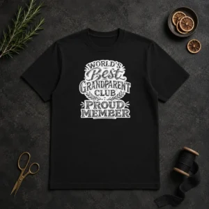 Premium Official Grandparents Day Proud Member Sketch t shirt in classic crew neck style with bold graphic print