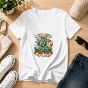Good Vintage Brain Eater Splash Survivor Retro Copy V-Neck Shirt