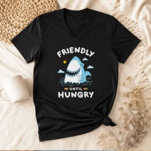Nice Shark Grinning Friendly Until Hungry V-Neck Shirt
