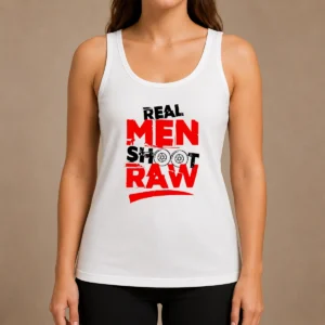 Funny Real Men Shoot Raw Photography Camera Shutter Aperture Tank Top