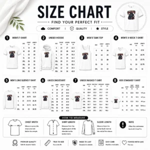 Size chart for Good Back To School Squad Goals Streetwear showing measurements in inches and centimeters